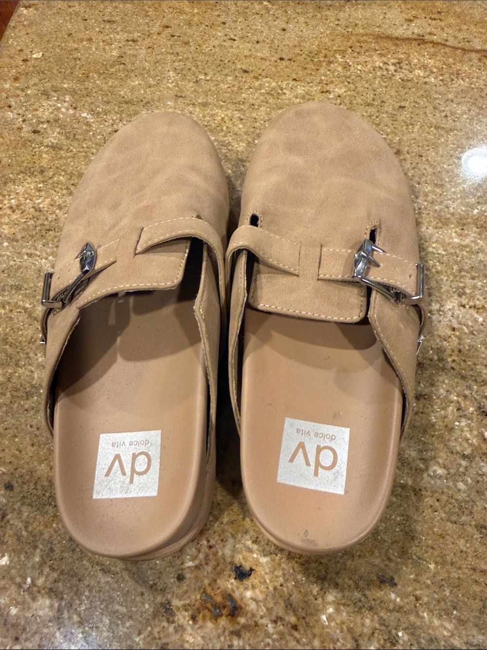 Dolce Vita tan suede slides